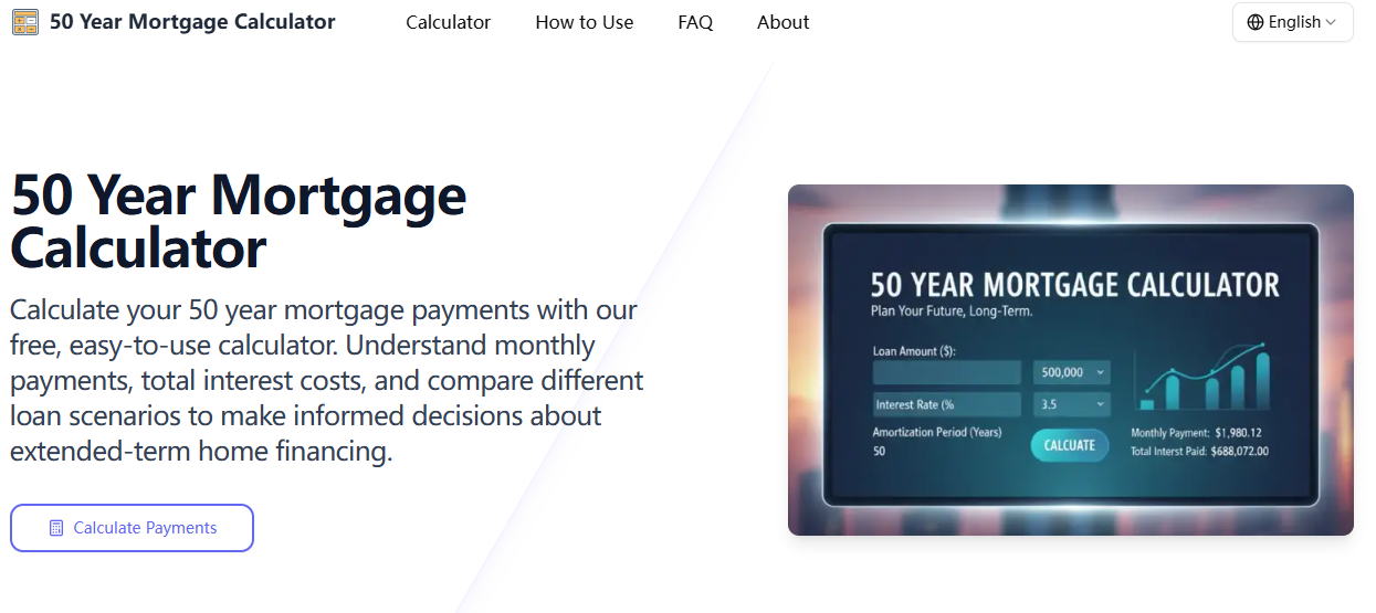 50 Year Mortgage Calculator - Plan Your Long-Term Home Financing